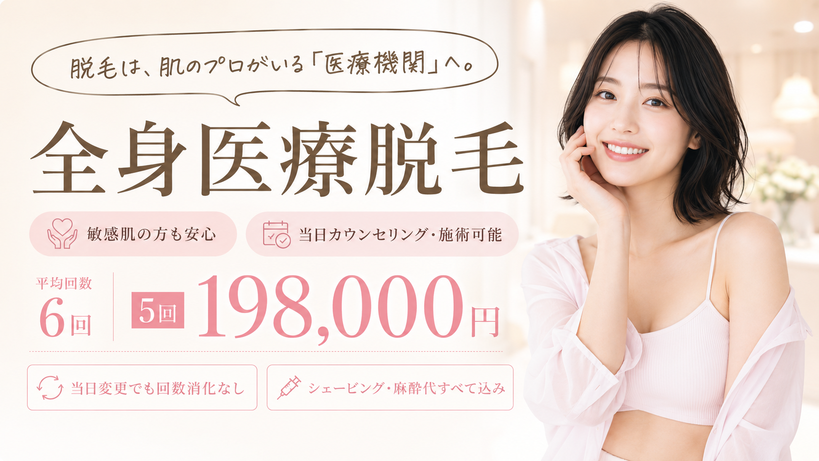 女性向け全身医療脱毛クリニックのランディングページデザイン